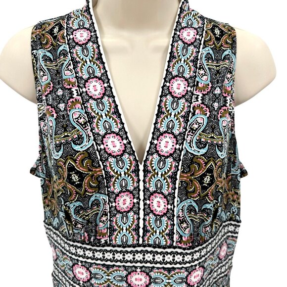 Maggy London Petite Multicolor Paisley Sleeveless Dress Size 10P - Picture 3 of 9